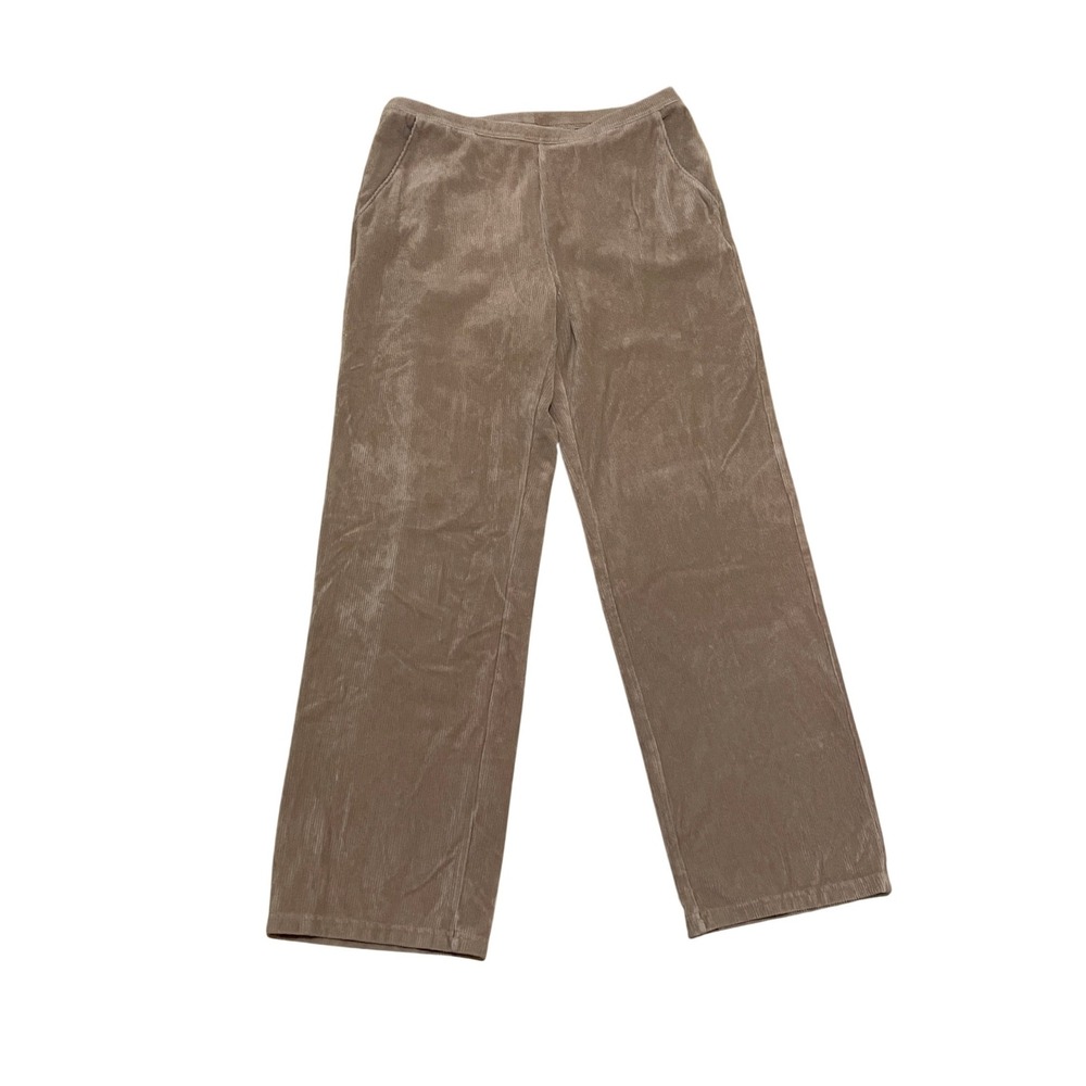 LL Bean Tan Corduroy Pull On Stretch Straight Leg Pants Womens Medium Reg 237234